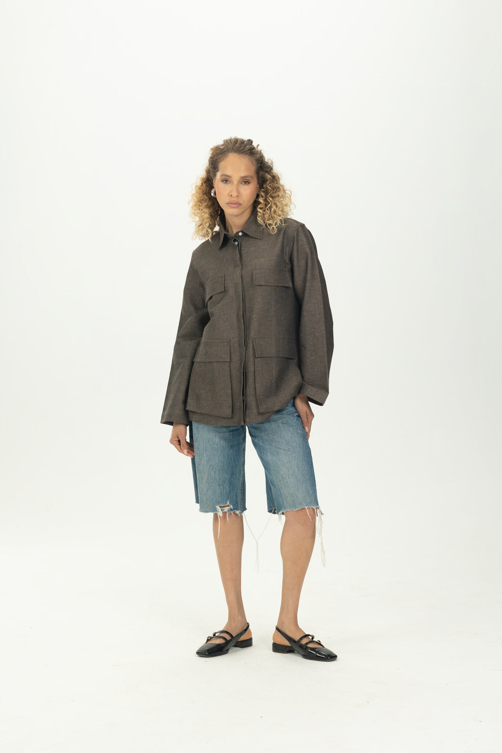 Brown Boxy Pocket Overshirt