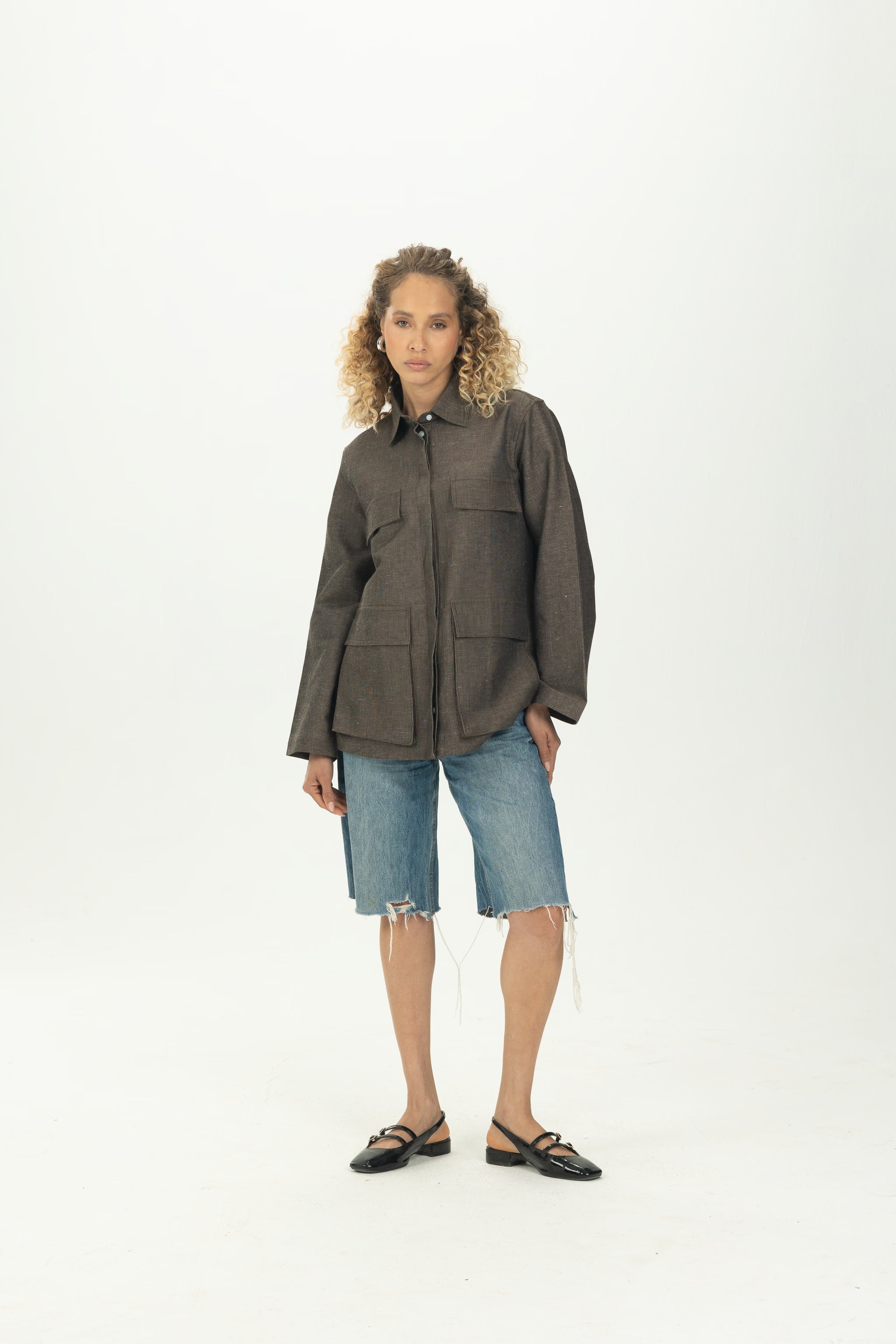 Brown Boxy Pocket Overshirt