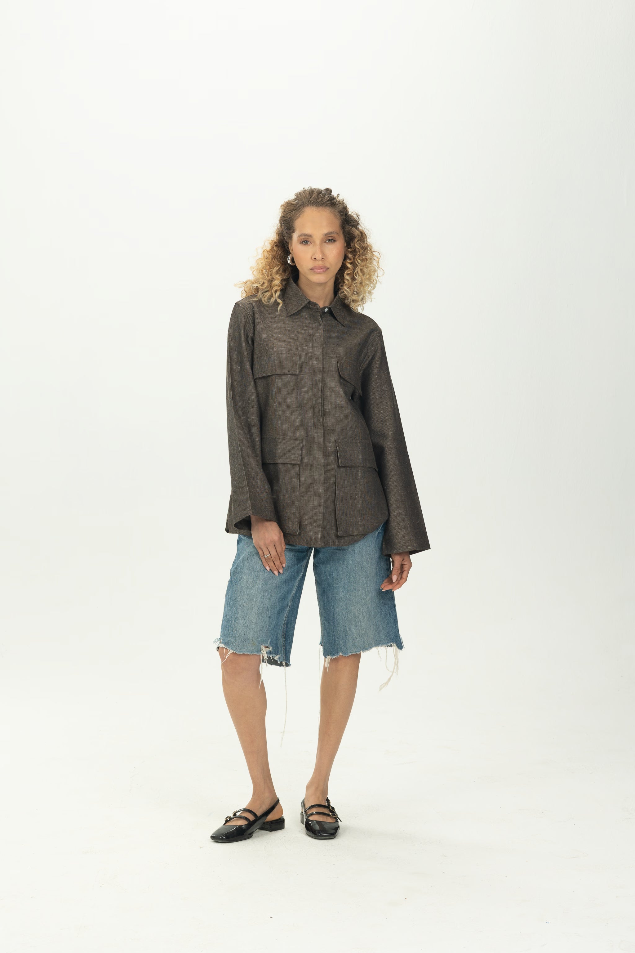 Brown Boxy Pocket Overshirt