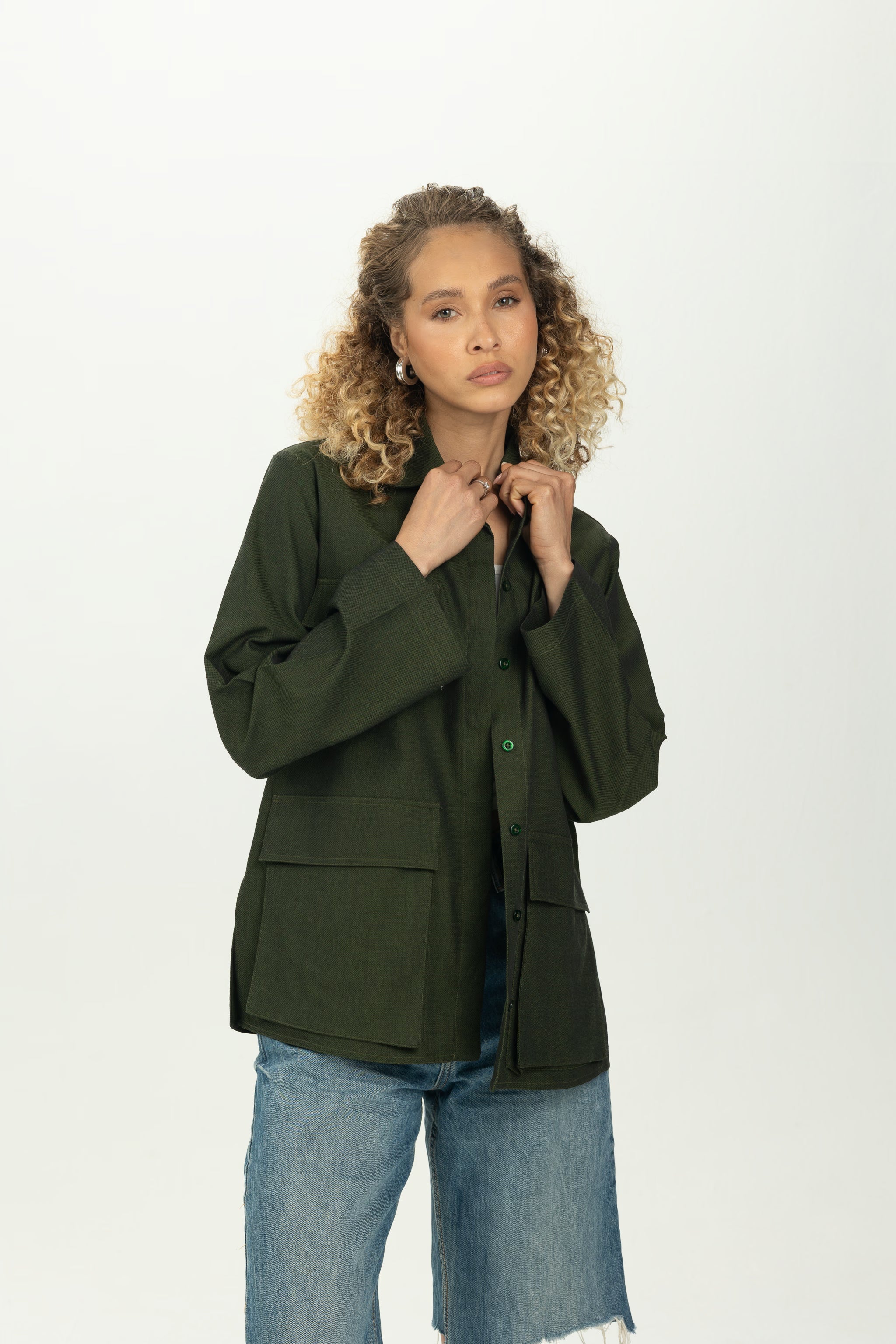 Dark Green Boxy Pocket Overshirt