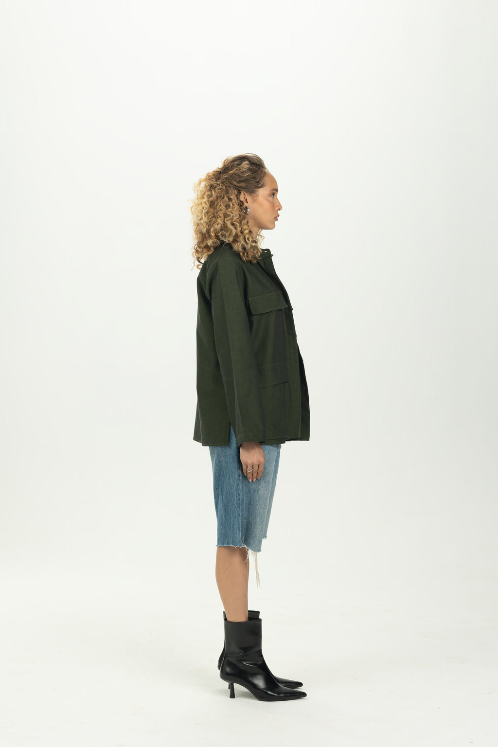 Dark Green Boxy Pocket Overshirt