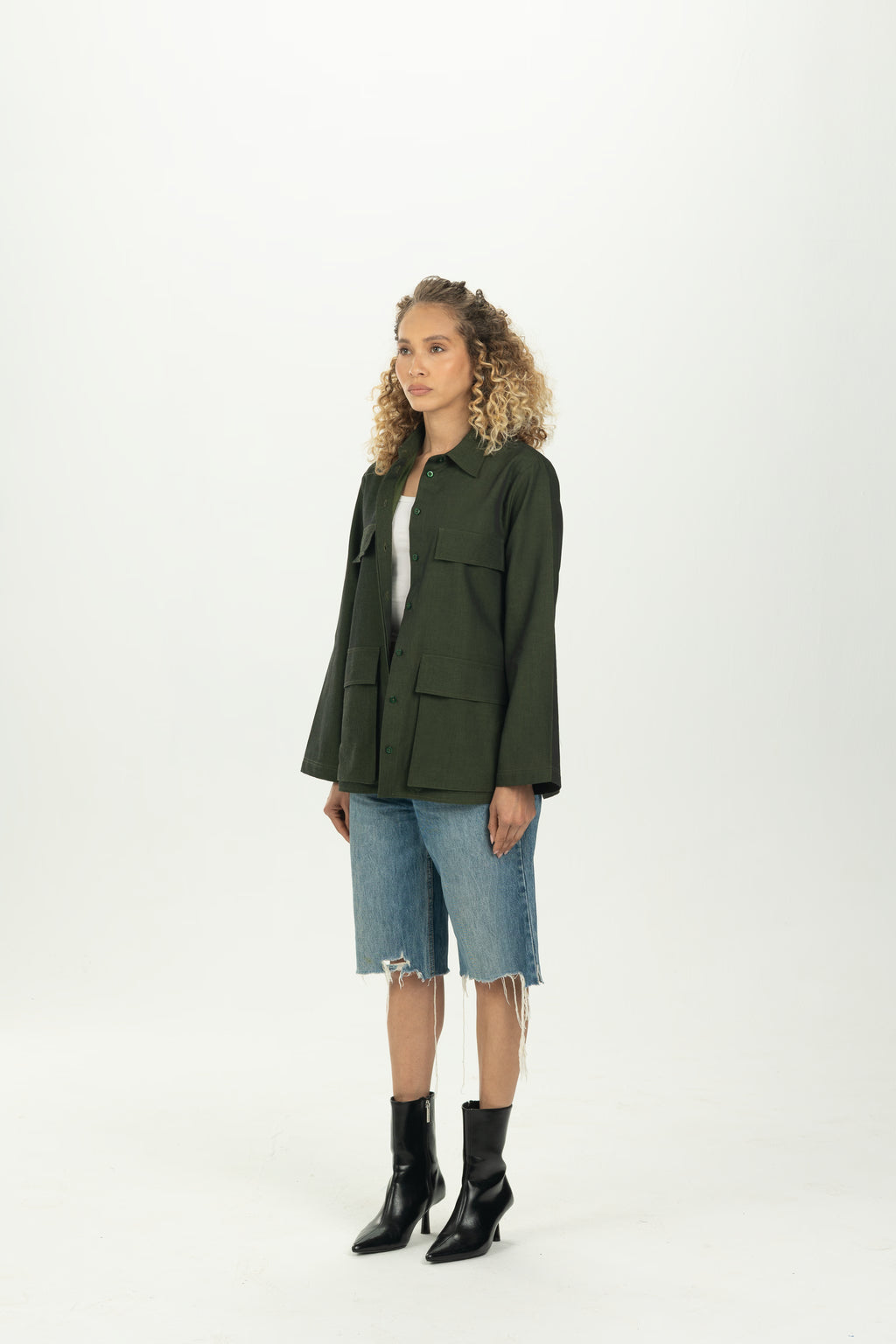 Dark Green Boxy Pocket Overshirt